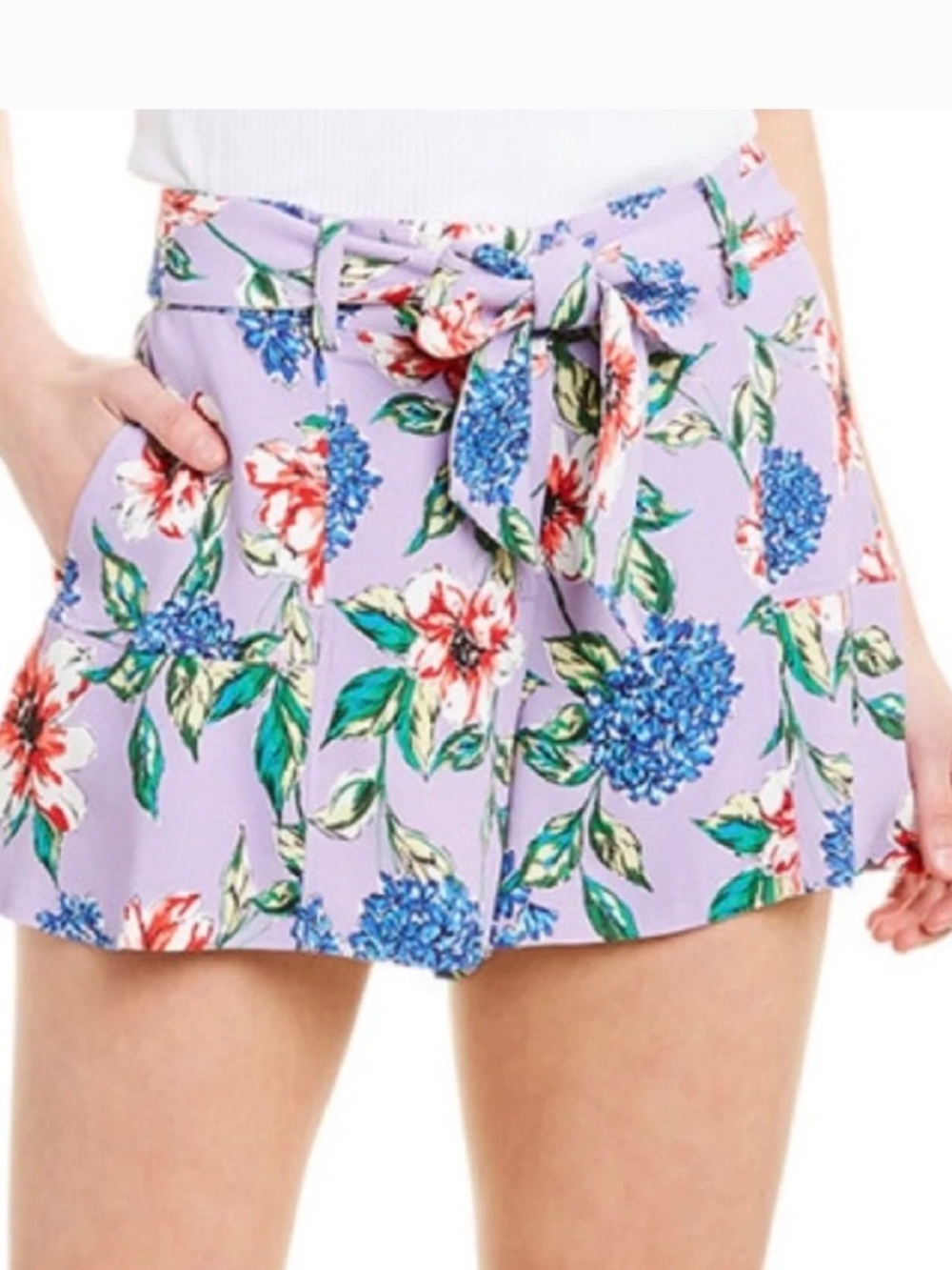 PARKER purple floral tie waist Margo shorts size 8 summer flutter feminine